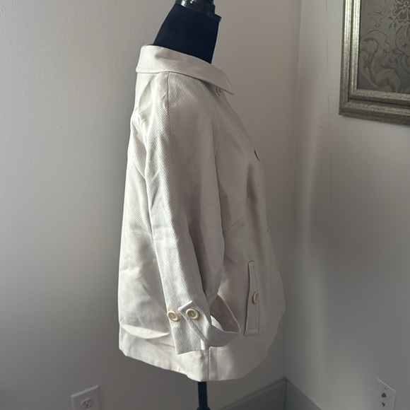 Talbots The Jackie Fit bone color jacket coat Sz 14 100% cotton New - Picture 5 of 11